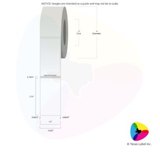 1.5" x 2.75" Rounded-Corner Rectangle Blank Label Roll 1-Across (2" Core / 4" Outside Diameter) includes Gap Perforation