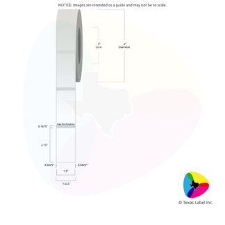 1.5" x 2.75" Rounded-Corner Rectangle Blank Label Roll 1-Across (3" Core / 6" Outside Diameter) includes Gap Perforation