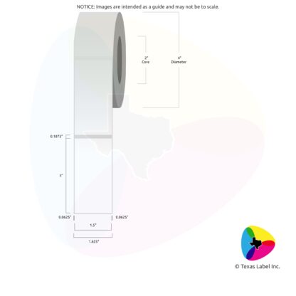 1.5" x 3" Squared-Corner Rectangle Blank Label Roll 1-Across (2" Core / 4" Outside Diameter)