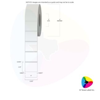 3" x 2.25" Squared-Corner Rectangle Blank Label Roll 1-Across (3" Core / 8" Outside Diameter)