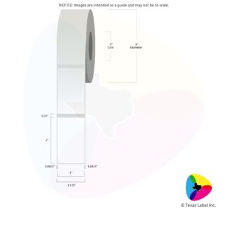 3" x 5" Squared-Corner Rectangle Blank Label Roll 1-Across (3" Core / 8" Outside Diameter)