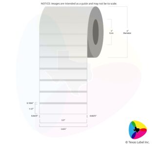 5.5" x 1.12" Squared-Corner Rectangle Blank Label Roll 1-Across (3" Core / 6" Outside Diameter)