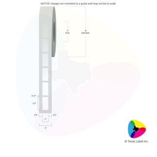 1" x 2.2" Squared-Corner Rectangle Blank Label Roll 1-Across (3" Core / 8" Outside Diameter)