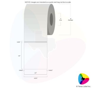 5.9" x 6.8" Squared-Corner Rectangle Blank Label Roll 1-Across (3" Core / 8" Outside Diameter)