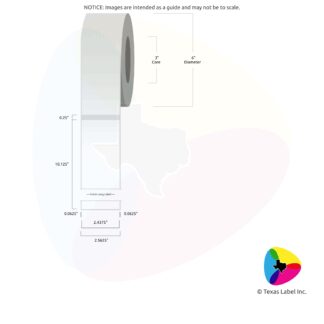 2.4375" x 10.125" Squared-Corner Rectangle Blank Label Roll 1-Across (3" Core / 6" Outside Diameter)