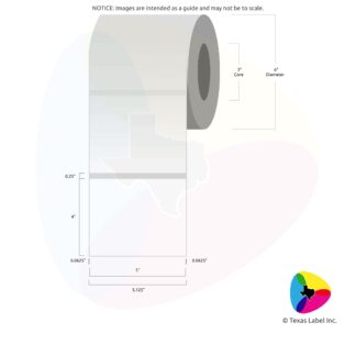 5" x 4" Squared-Corner Rectangle Blank Label Roll 1-Across (3" Core / 6" Outside Diameter)