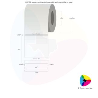 3.25" x 3.25" Squared-Corner Rectangle Blank Label Roll 1-Across (2" Core / 4" Outside Diameter) includes Gap Perforation