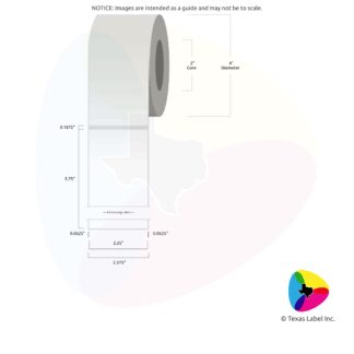 2.25" x 5.75" Squared-Corner Rectangle Blank Label Roll 1-Across (2" Core / 4" Outside Diameter)