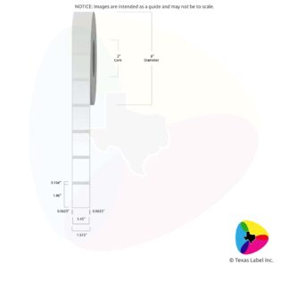 1.45" x 1.96" Squared-Corner Rectangle Blank Label Roll 1-Across (3" Core / 8" Outside Diameter)