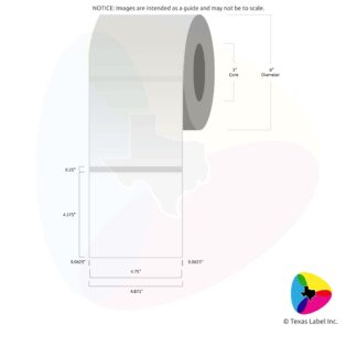 4.75" x 4.375" Squared-Corner Rectangle Blank Label Roll 1-Across (3" Core / 6" Outside Diameter)