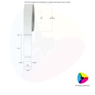 2.25" x 11.25" Squared-Corner Rectangle Blank Label Roll 1-Across (3" Core / 8" Outside Diameter)