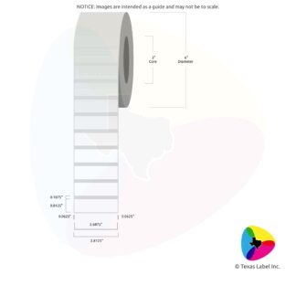 2.6875" x 0.8125" Squared-Corner Rectangle Blank Label Roll 1-Across (3" Core / 6" Outside Diameter)