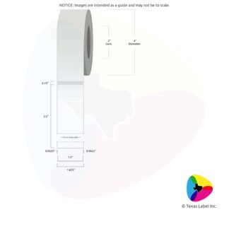 1.5" x 3.5" Squared-Corner Rectangle Blank Label Roll 1-Across (2" Core / 4" Outside Diameter)