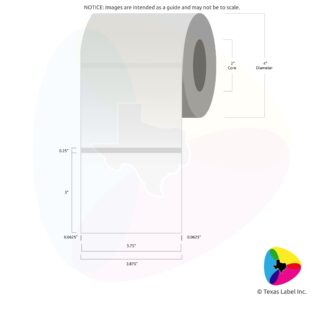 3.75" x 3" Squared-Corner Rectangle Blank Label Roll 1-Across (2" Core / 4" Outside Diameter)