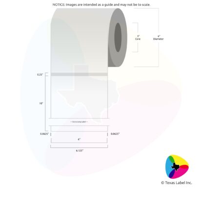 6" x 1" Squared-Corner Rectangle Blank Label Roll 1-Across (3" Core / 6" Outside Diameter)