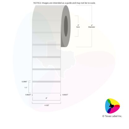 4" x 1.5" Squared-Corner Rectangle Blank Label Roll 1-Across (3" Core / 6" Outside Diameter)