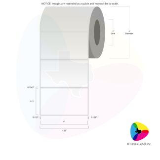 4" x 2.25" Squared-Corner Rectangle Blank Label Roll 1-Across (2" Core / 4" Outside Diameter)