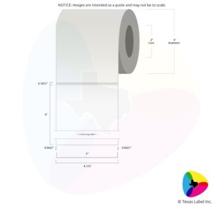 4" x 9" Squared-Corner Rectangle Blank Label Roll 1-Across (2" Core / 4" Outside Diameter)
