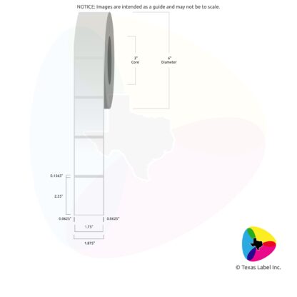 1.75" x 2.25" Squared-Corner Rectangle Blank Label Roll 1-Across (3" Core / 6" Outside Diameter)