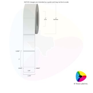 2.25" x 3" Squared-Corner Rectangle Blank Label Roll 1-Across (3" Core / 6" Outside Diameter)