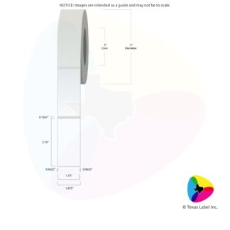 1.75" x 3.75" Squared-Corner Rectangle Blank Label Roll 1-Across (3" Core / 6" Outside Diameter)
