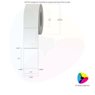 2.75" x 3.75" Squared-Corner Rectangle Blank Label Roll 1-Across (3" Core / 6" Outside Diameter)