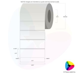 3.75" x 1.25" Squared-Corner Rectangle Blank Label Roll 1-Across (2" Core / 4" Outside Diameter)