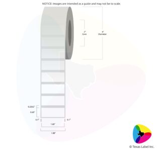 1.68" x 0.68" Squared-Corner Rectangle Blank Label Roll 1-Across (2" Core / 4" Outside Diameter)